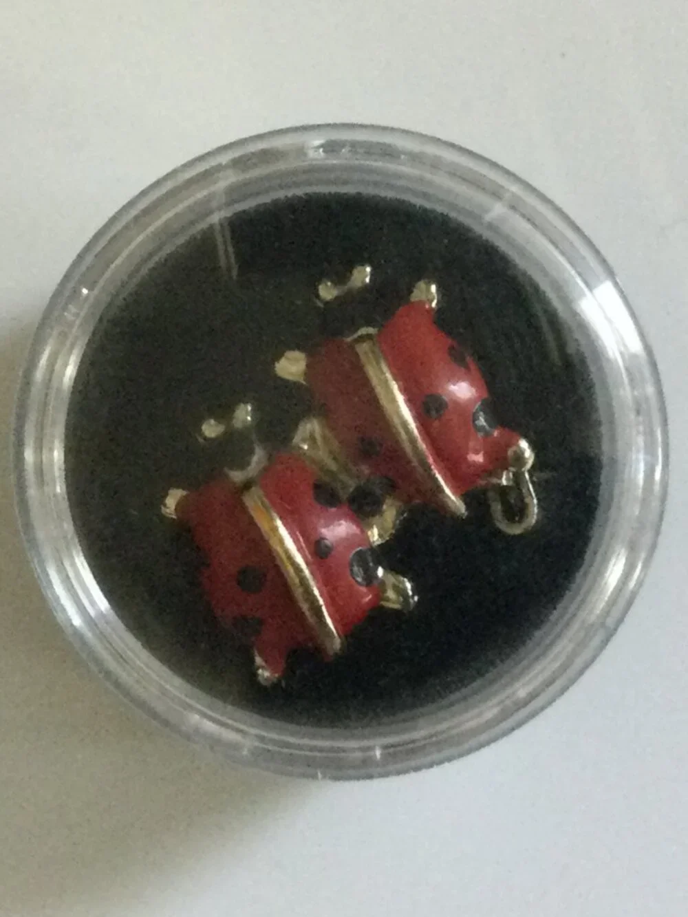 Vintage Double Ladybug Brooch Pin Gold Tone Red Enamel Whimsical Novelty